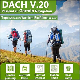Dach Profi Outdoor Topo Karte - Topografische Outdoor Freizeitkarte für Garmin GPS Navigation - Zum Wandern, Radfahren, Wandern, Touren, Trekking, Geocaching &amp; mehr