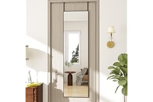 TinyTimes Over The Door Mirror, Hanging Mirror Full Length, 48"x14" Door Mirror Full Length, Door Hanging Mirror or Bedroom Living Room Closet, Black