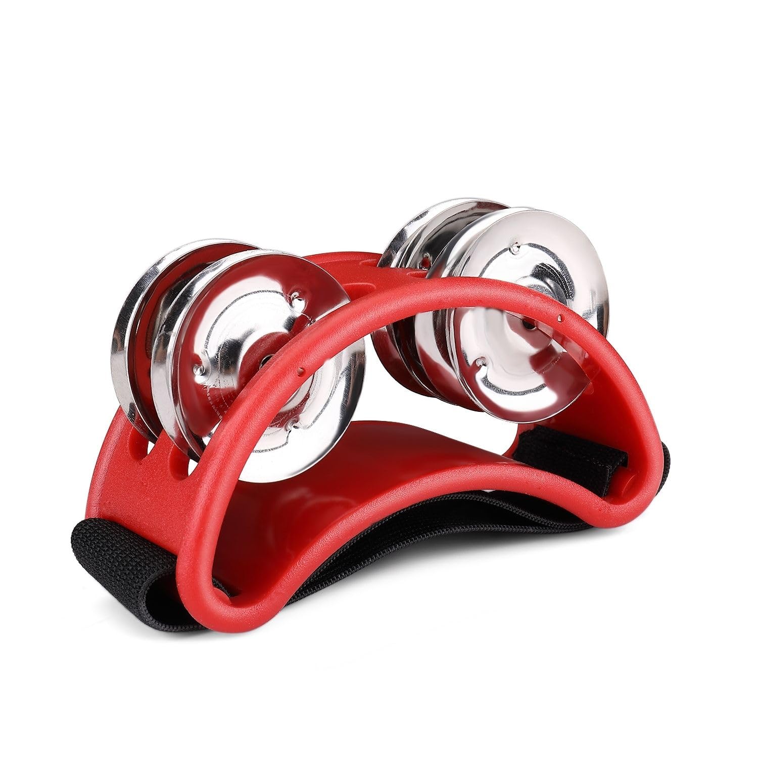 Flexzion Foot Tambourine Percussion with Double Row Steel Jingles - Foot Shaker Musical Instrument Drum for Party Shoes Gift Singer Vocalists Cajon & Guitar Players (Red) โ image 1