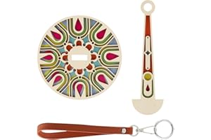 HOMFANSEEC Portable Wrist Yarn Holder Yarn Spinner for Crocheting Wrist Yarn Ball Minder Stand with Leather Wristband Wooden Twirling Mechanism Spinning Needles for Knitting Crocheting