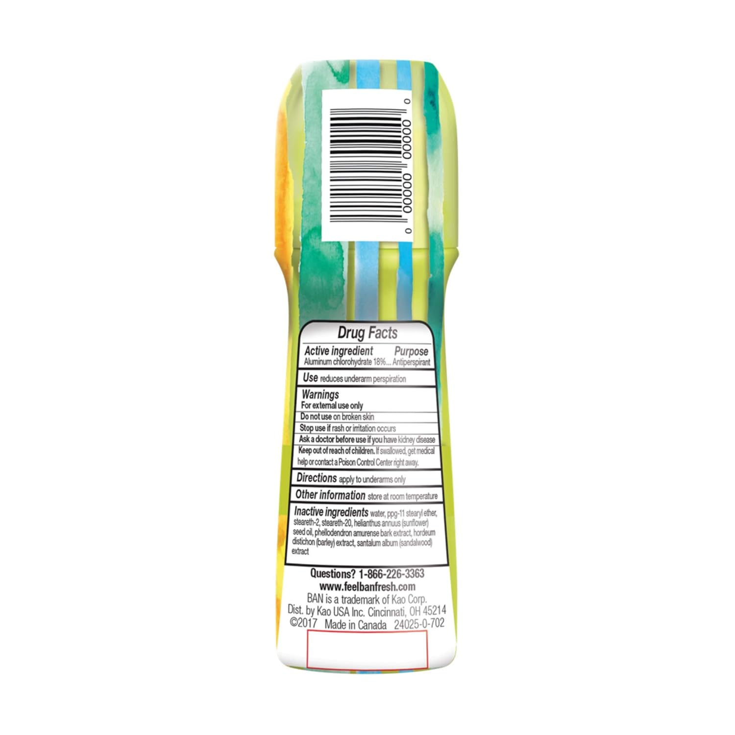 Ban Roll-On Antiperspirant Deodorant, Unscented, 1.5oz (Pack of 4) : Beauty
