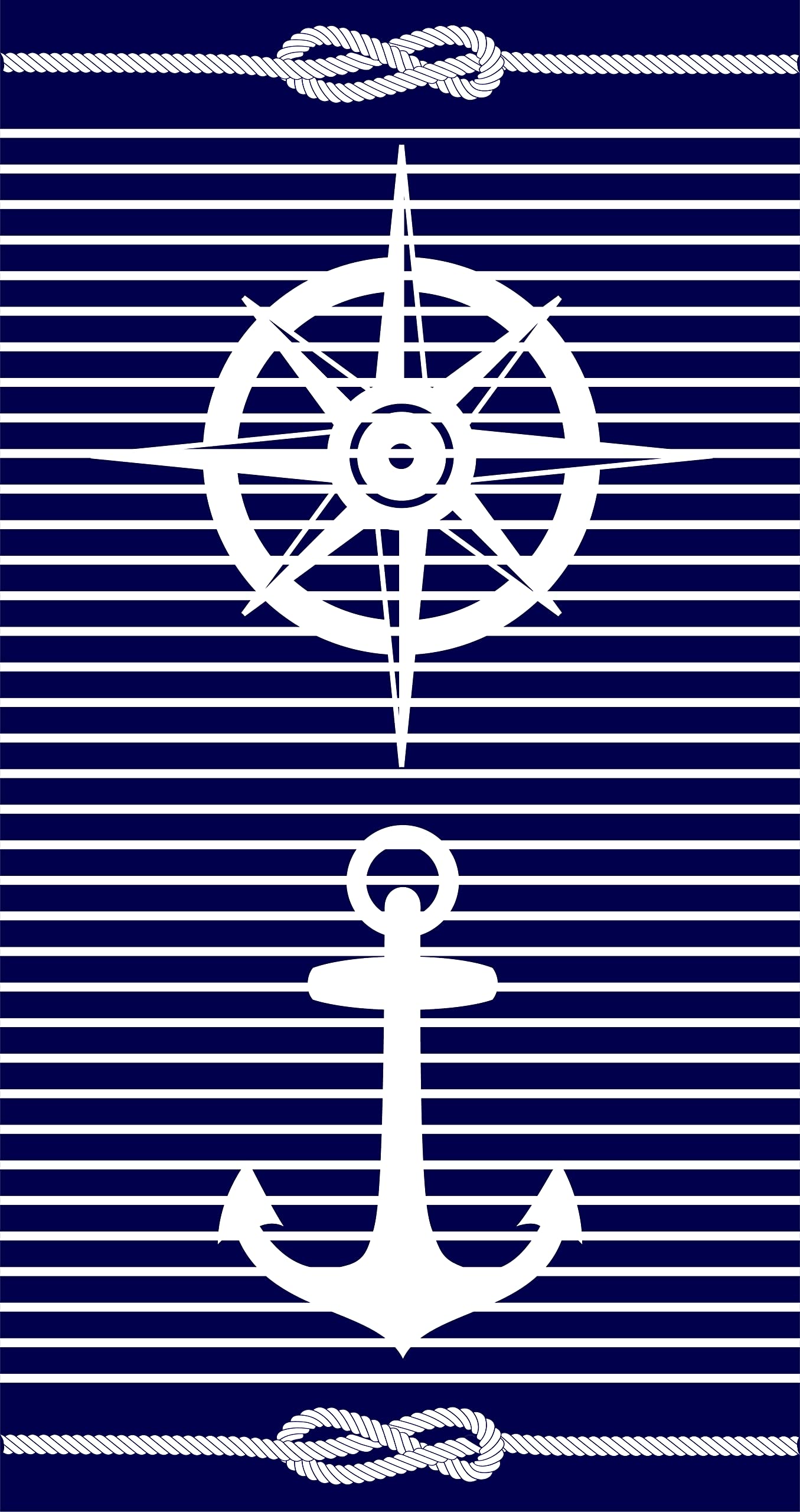 Miracle Home. Egyptian Cotton Rudder-Anchor Towel 100% Egyptian Cotton, 90 x 165, Navy Blue, 12037
