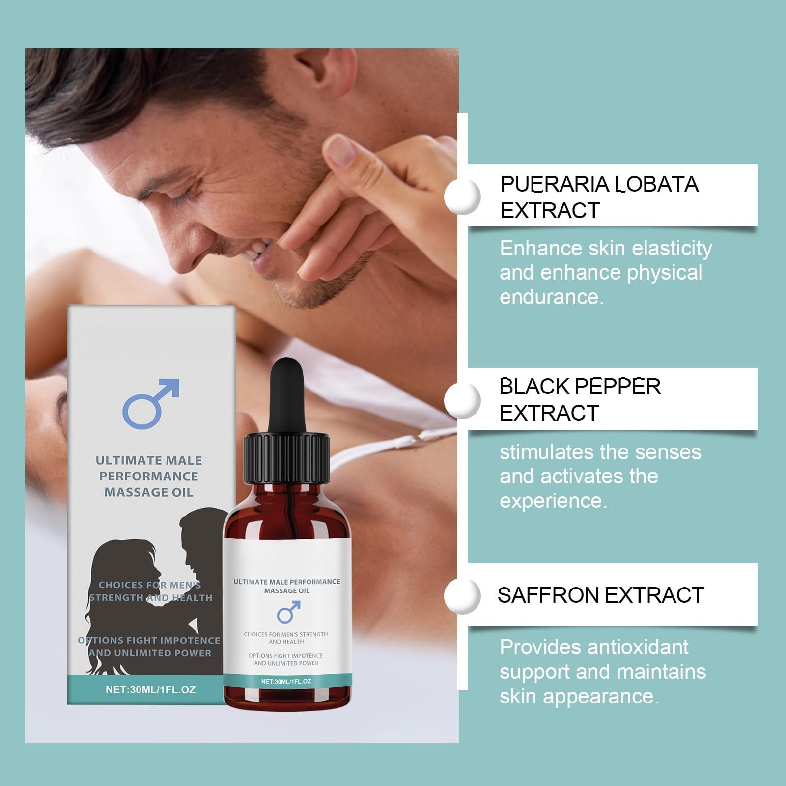 イギリスで開発されたプロフェッショナル版メンズマッサージリキッド！純植物性由来の成分で、デリケートゾーンを優しくケア 自信増大クリームと組み合わせることで、持続力のアップと自信の回復が期待できます 30ml