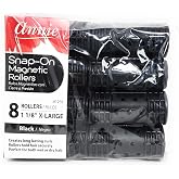 Annie Snap On Magnetic Rollers 1 1/8" Black 8 pack