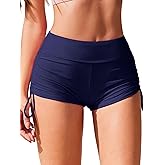 AI'MAGE Womens 3" Swim Board Shorts High Waisted Bathing Suit Bottoms Boy Shorts Navy Blue,Medium