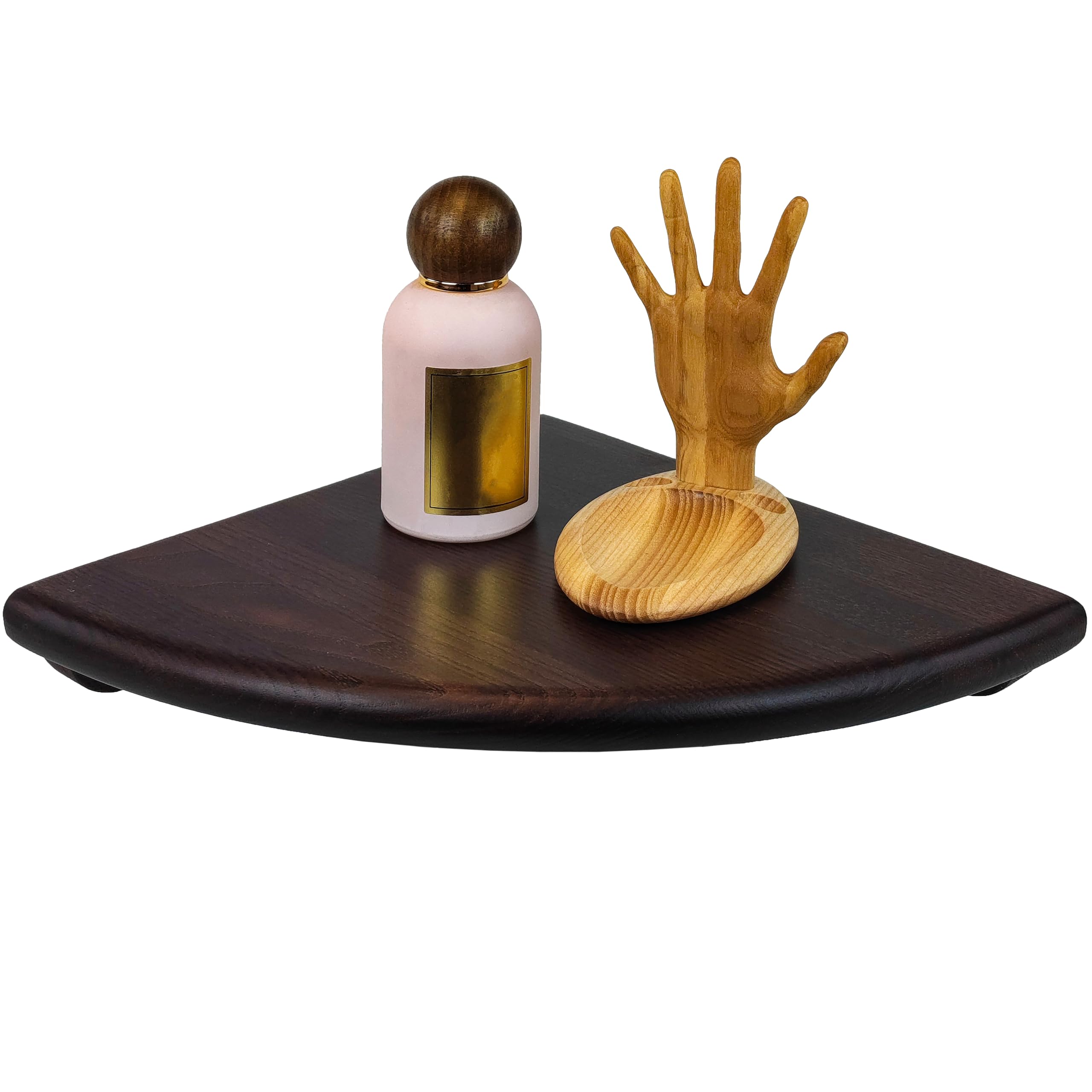 Wood Wedge Rustic Floating Corner Shelf, Storage Organizer for TV Accessories, Speaker, Room decor, for Bathroom, Kitchen, Living, Bedroom, for small Plant, Photo Frame, End Wall Mounted (Brown, 25cm)