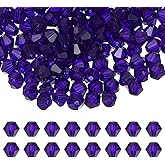 PATIKIL 4mm Bicone Crystal Beads, 400 Pcs Glass Faceted Bicone Beads Loose Spacer Bead for Jewelry Making Bracelet Necklace Earrings Wind Chimes Craft, Blue