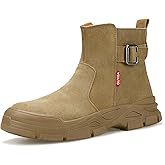 SFSDOUN Welding Boots for Men Slip On Work Boots for Men Indestructible Steel Toe Boots Men's Steel Toe Shoes Fireproof Safety Toe Shoes Construction Boots for Welder Men's Work Shoes.