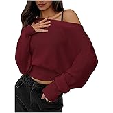 RoseSeek Women's Off The Shoulder Sweater Long Sleeve Knit Pullover Cinched Waist Tops Trendy Fall Outfits