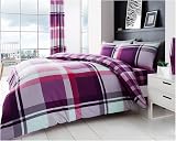 GC GAVENO CAVAILIA Checkered Duvet Cover Set 3 Pieces Purple Double