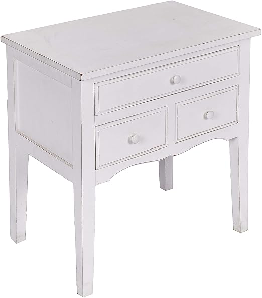 Amazon Com Better Best Bedside Table With 3 Drawers White