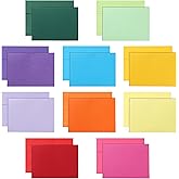Silunkia 10 Assorted Colors Blank Flat Cards and Envelopes 5 x 7 Heavyweight Single Panel Cardstock and A7 Envelopes Printable Self Seal 20 Packs for Wedding Invitations, Birthday, DIY Greeting Cards