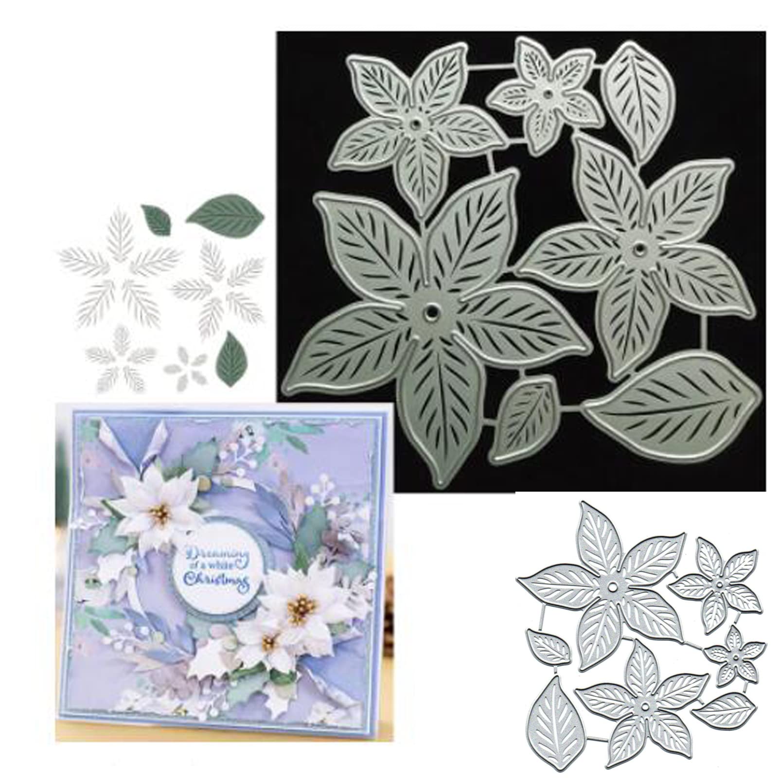 Flower Splendid Poinsettia Metal Die Cuts,Wedding Snowflake Leaf Cutting Dies Cut Stencils for DIY Scrapbooking Album Decorative Embossing Paper Dies for Scrapbooking Card Making