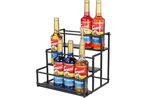 ERTIUANIO Coffee Syrup Rack Organizer Syrup Bottle Holder Stand for Coffee Bar Station, 3-Tier 12 Bottle Countertop Storage Rack for Kitchen, Freestanding Tabletop Liquor Wine Rack for Dressings Cocktail