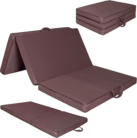 Amazon マットレス シングル 三つ折り 折り畳み 極厚10cm 高反発 210n 25d 復元率98 リバーシブル 布帛 メッシュ 取っ手付き 洗えるカバー 抗菌防臭 体圧分散 程良い硬さ 硬め 敷き布団 ベットマット 通気性がよい オールシーズン 1 195cm ブラウン 折りたたみ