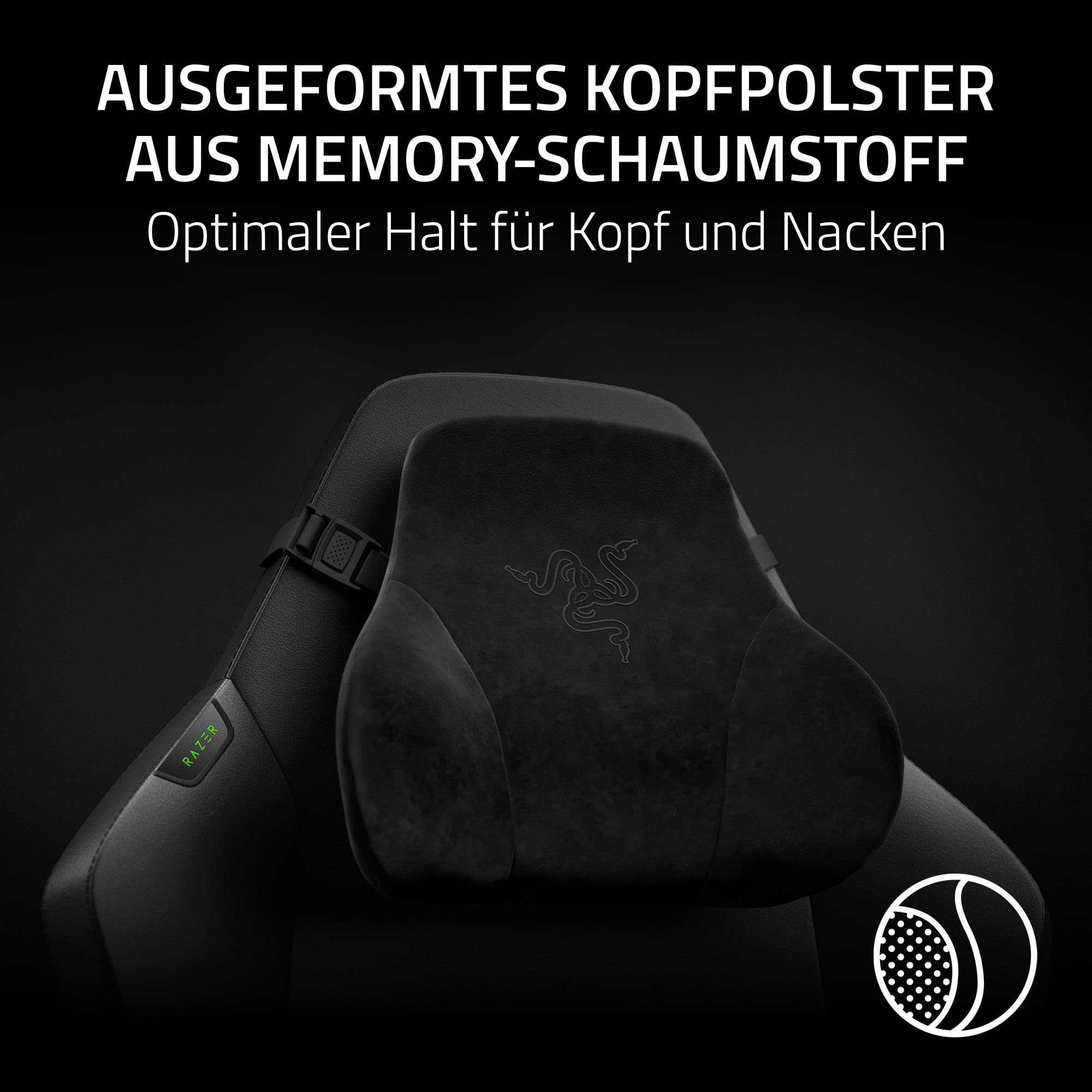 Razer Iskur V2 NewGen - Ergonomischer Gaming-Stuhl mit atmungsaktivem Gen-2 EPU-Leder mit Cooltouch Technologie - Hyperflex Lordosenstütze - breite Schulterbögen und Sitzfläche | Schwarz 6