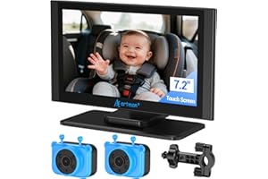 Artman Baby Car Camera, 1440P Baby Car Monitor with 7.2'' HD Touchscreen Split View & 940nm Night Vision - Dual Camera for Ba