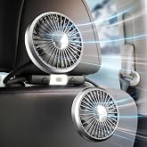 Chynexus USB Car Fan for Backseat: Dual Back Seat Fans for Kids Baby,Separated Controlled Heads and 2 LED Lights,360&deg; Rotatable Cooling-3 Speeds,Auto Cooler for Sedan SUV RV Truck Van(No Battery)