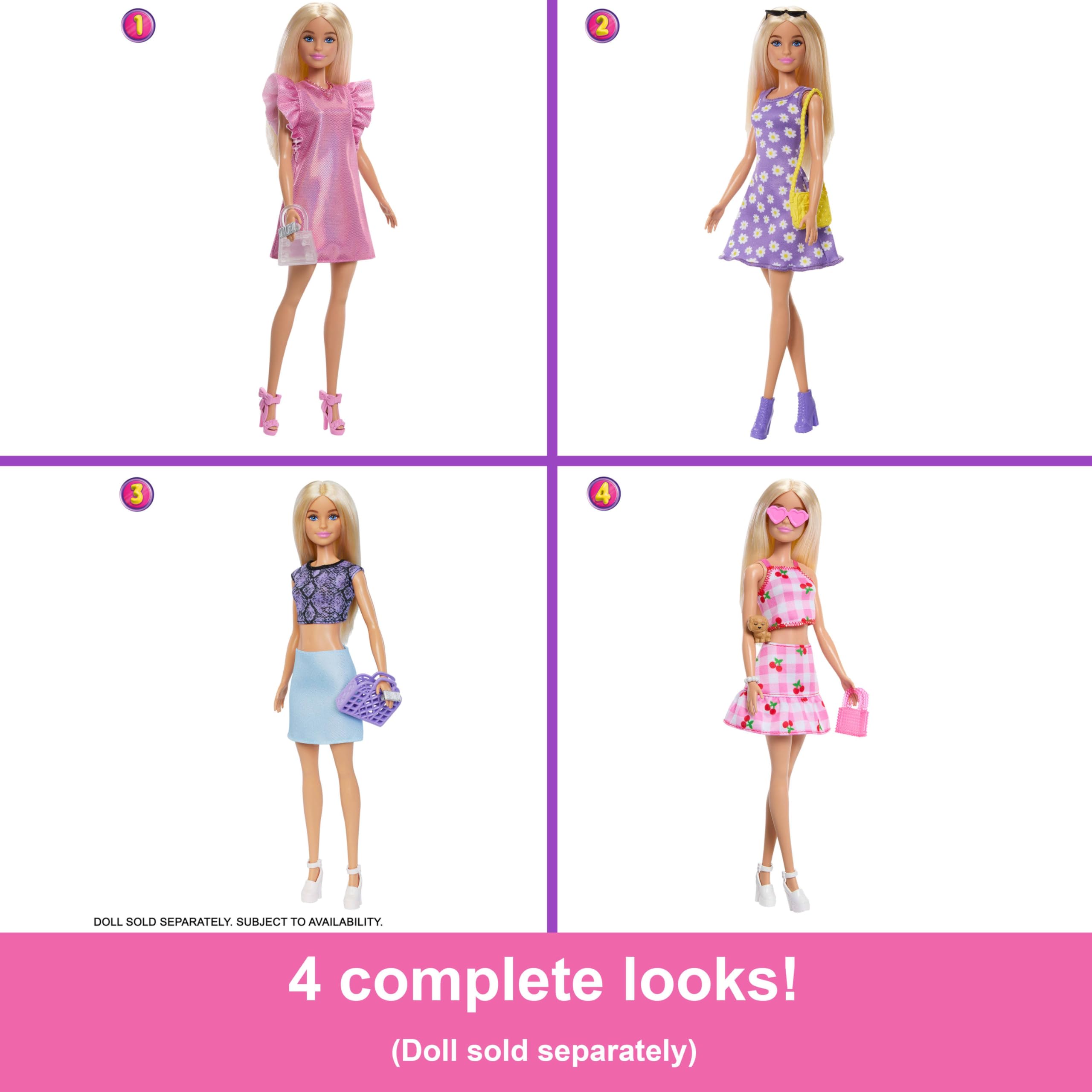 Barbie Dream Closet Toy Playset with Clothes & Accessories, 3-ft-Wide with 25+ Pieces, 4 Complete Fashion Looks