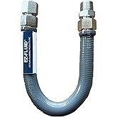 EZ-Fluid (1) 24-Inch (1"OD) 3/4"MIP x 3/4"FIP High Flow Full Port Appliance Gas Connector, Grey/Gray PVC Coated Gas Flexible Line,Stainless Steel, High Btu,Gas Connector Hose Supply, Indoor,Outdoor