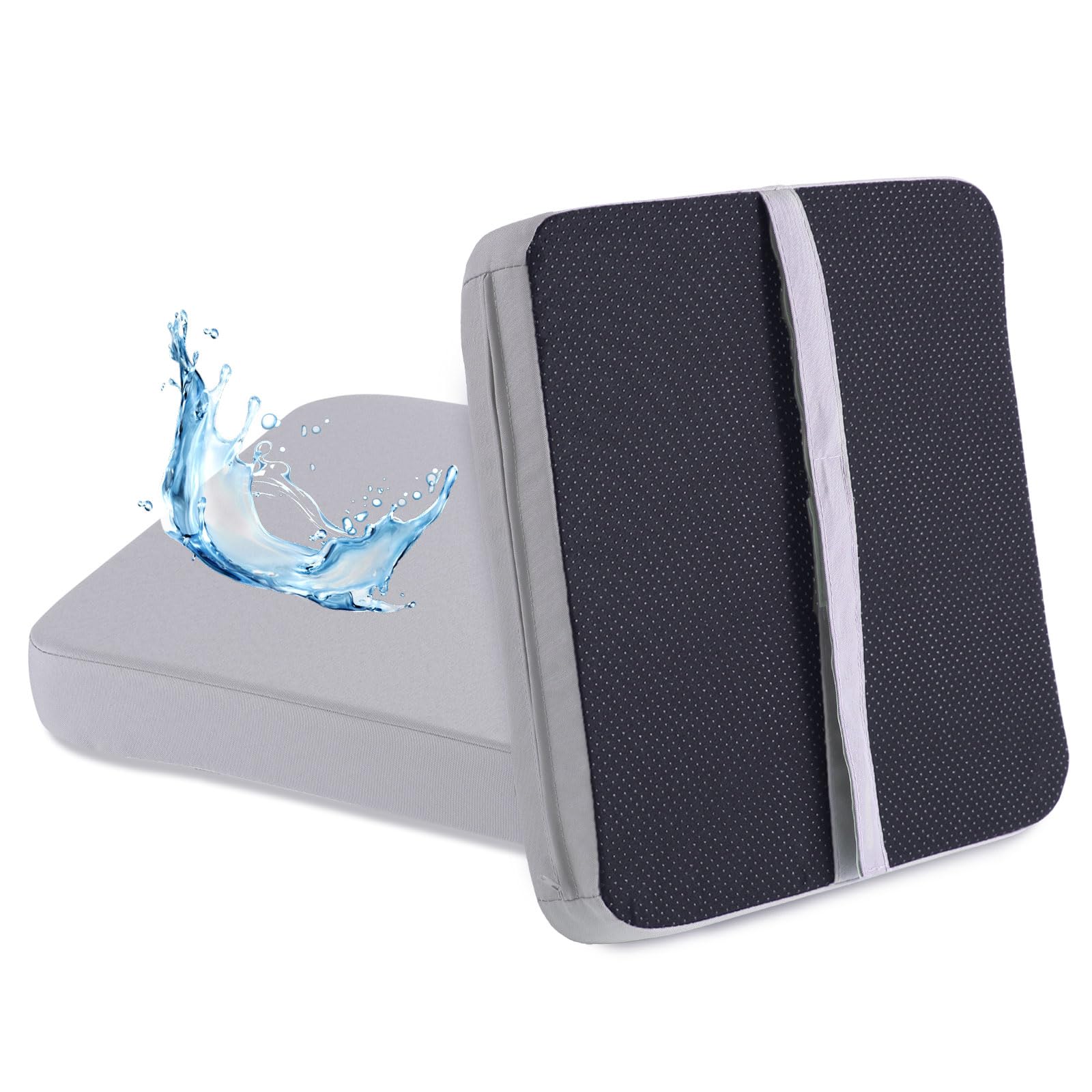 Photo 1 of ONLY 1 CUSHION !!!!!!!!!!!!---------------------------------------------------------------Rectangle Bar Stool Cushions 12x14 inch, Non-Slip Dining Chair Cushion with Straps, Waterproof Seat Pad for Indoor Outdoor Metal Wooden Chair?Set of 1, Grey
