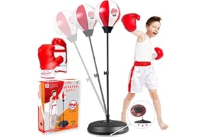 Niwoed Punching Bag Set for Kids with Stand,Kids Boxing Toys Kit includes Boxing Gloves Punching Ball and Adjustable Stand,Sensory Sports Toys Best Idea Gifts for Kids Boys Girls Age 3 4 5 6 7 8 9 10
