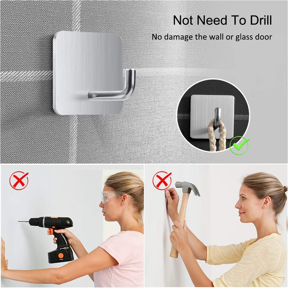 sunvito 4 Packs Wand Selbstklebend Handtuchhaken, Aufhängehaken aus Edelstahl 304 für Bad, Küche und Büro, Bademantelhaken, Key Hook, Handtuch