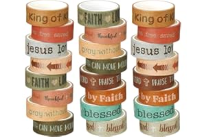 Janlaugh 24 Rolls Christian Washi Tape Gifts Bulk Religious Inspirational Scripture Supplies Bible Verse Tape for Bible Study Journaling Crafting Christmas Stocking Stuffers Gift(Boho 1)