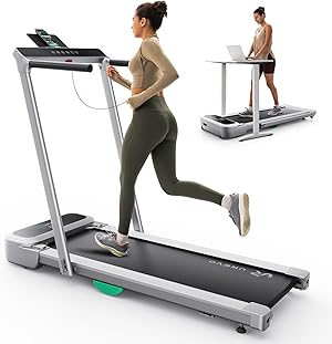 UREVO Foldimix Laufband, 3.0PS Leiser Dualer bürstenloser Motor, Laufband Schreibtisch für den Heim- und Bürogebrauch, 12-Point Shock Absorption, Geräuscharme Laufbänder, Fernbedienung