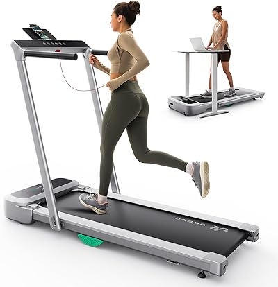UREVO Foldimix Laufband, 3.0PS Leiser Dualer bürstenloser Motor, Laufband Schreibtisch für den Heim- und Bürogebrauch, 12-Point Shock Absorption, Geräuscharme Laufbänder, Fernbedienung