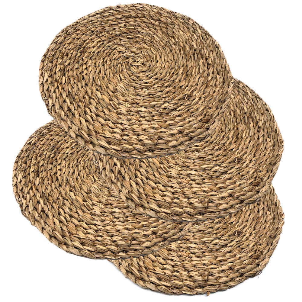 MGE Set of 4 Wicker Placemats - Natural Wicker - Rattan - Heat Resistant - 25 cm