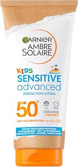 Garnier Ambre Solaire Kids SPF 50+ Sun Cream 175ml Sensitive Face Body Water