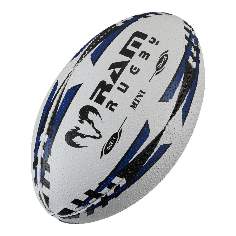 Ram Rugby Mini Rugby Ball - Air Filled (Blue) or Softee (Red) - Size 1 (15cm) Fun Rugby Ball – Great Gift for Birthday or Christmas – Perfect for Kids & Minis Rugby – Corporate Gift or Stocking Filler