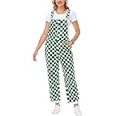 Magrank Womens Checkered Bibs Overalls Cotton Denim Coveralls Stretch Jeans Jumpsuit