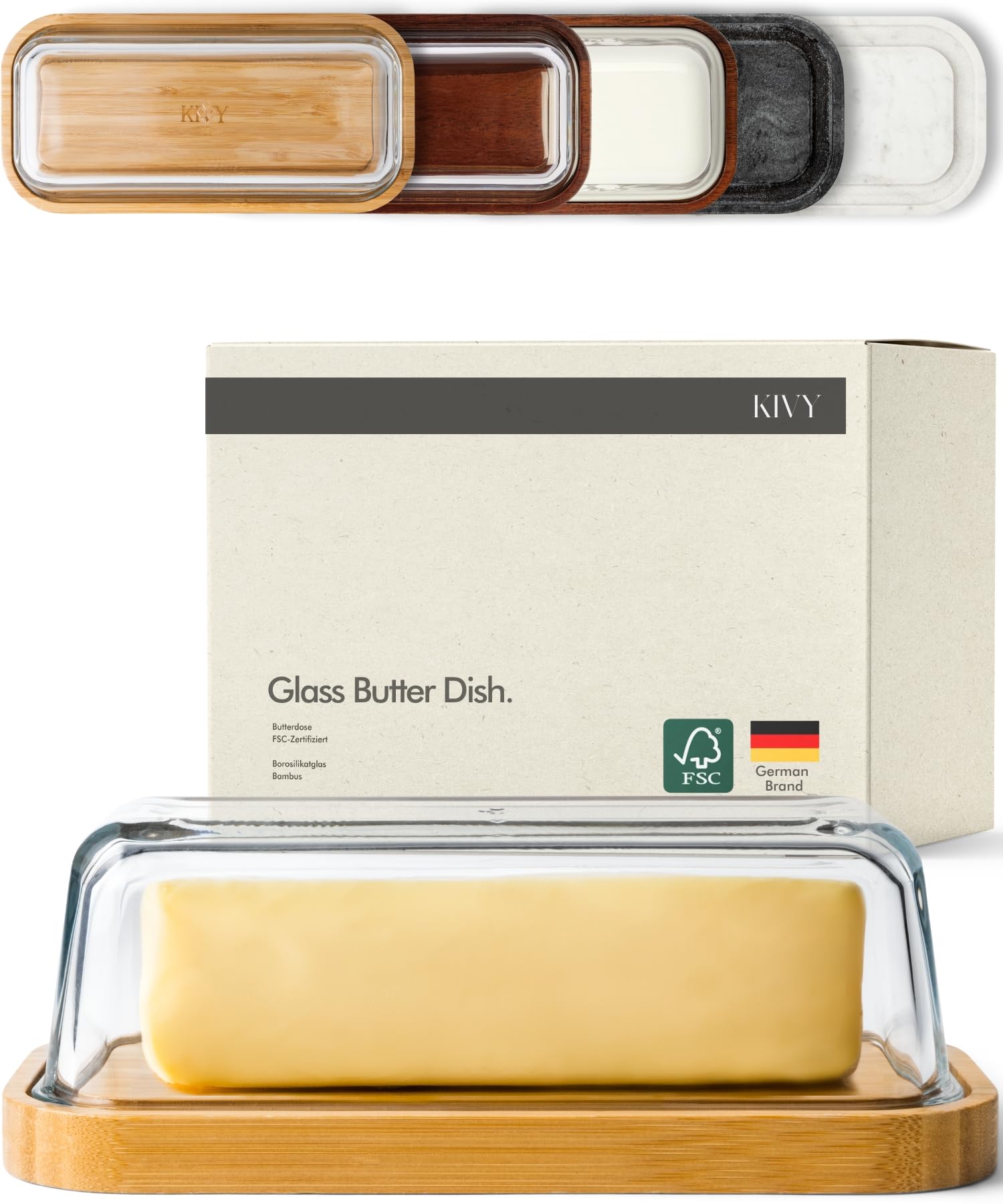 Photo 1 of **DAMAGE**KIVY Glass butter dish with airtight lid that keeps butter soft - For countertop and refrigerator door shelf - Butter tray with lid fridge - Butter holder for counter - Covered butter dishes