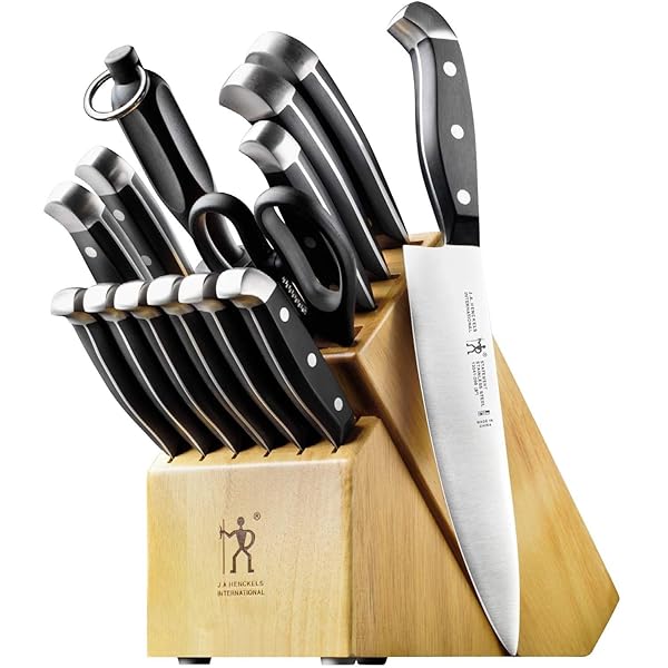 HENCKELS PREMIUM QUALITY 15-PIECE KNIFE SET WITH BLOCK,...