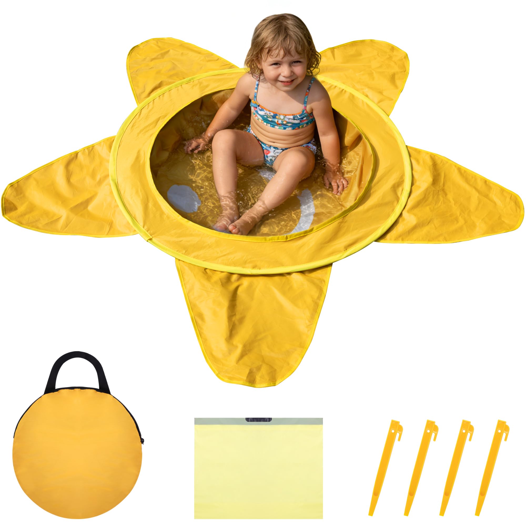 RunNico Pop Up Beach Pool, Portable Toddler Beach Pit with Water Bag and Storage Bag, Cute Shape Beach Pool Puddle for Outdoor Summer Beach Camping Traveling Vacation (Starfish)