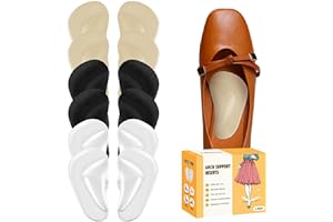 ZUCNANA Arch Support Inserts for Women Flat Feet (12 Pieces), Soft Gel Arch Support Insoles for Plantar Fasciitis, Reusable Arch Pads for Foot Pain Relief, One Size Fits Any