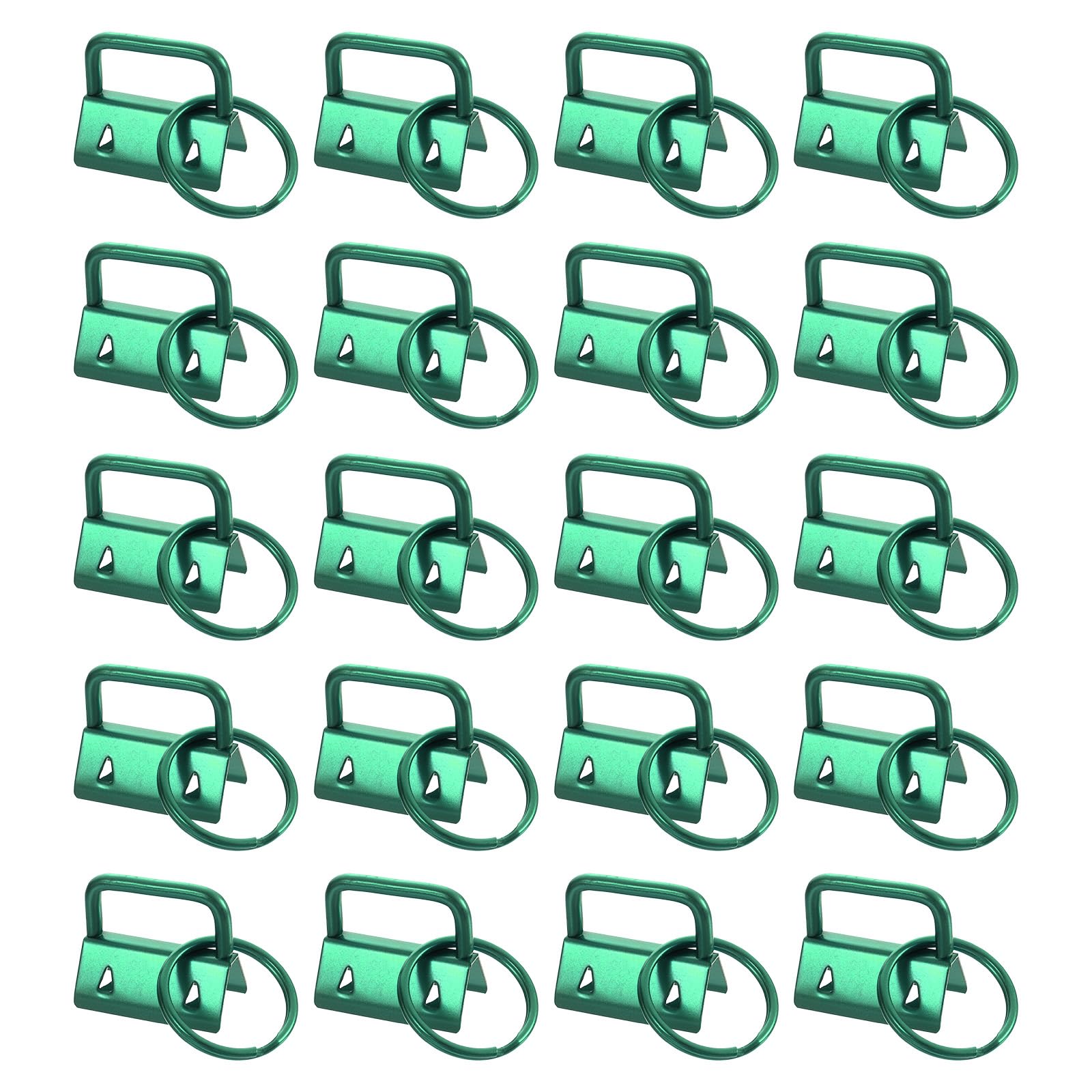 uxcell 20Pcs 25mm/ 1-inch Key Fob Hardware with Keychain Ring for Bag Webbing Wristlets, Lanyards, Green