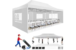 TOOLUCK 13x26 Pop up Tent Heavy Duty Canopy with 6 Sidewalls, All Season 550D Oxford Fabric UPF 50+ Wind Waterproof, Upgrade Commercial Stable Outdoor Large Tent for Party, Wedding, Patio, White