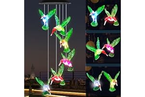 AKAVDOU Wind Chimes, Hummingbird Solar Wind Chimes Outdoor Color Changing, 25 Inch Memorial Wind Chimes Hummingbird Gifts for mom, Birthday Gifts for Women, mom's Best Gifts, Garden Patio Decor