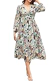 Women's Spring Wrap Maxi Dress Floral V Neck Long