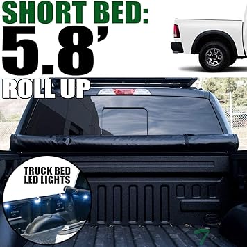 Amazon Com Topline Autopart Lock Roll Up Soft Vinyl Tonneau Cover Truck Bed Led Lighting System For 09 18 Dodge Ram 1500 19 20 Classic 10 18 2500 3500 5 7 Feet 68 4 Short Bed Automotive