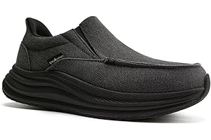 ORTHOCOMFOOT Men's Orthopedic Comfortable Slip On Shoes with Arch Support: Casual Plantar Fasciitis Orthotic Loafers, Flat Feet Leisure Vintage Flat Canvas Walking Shoes for Foot and Heel Pain Relief