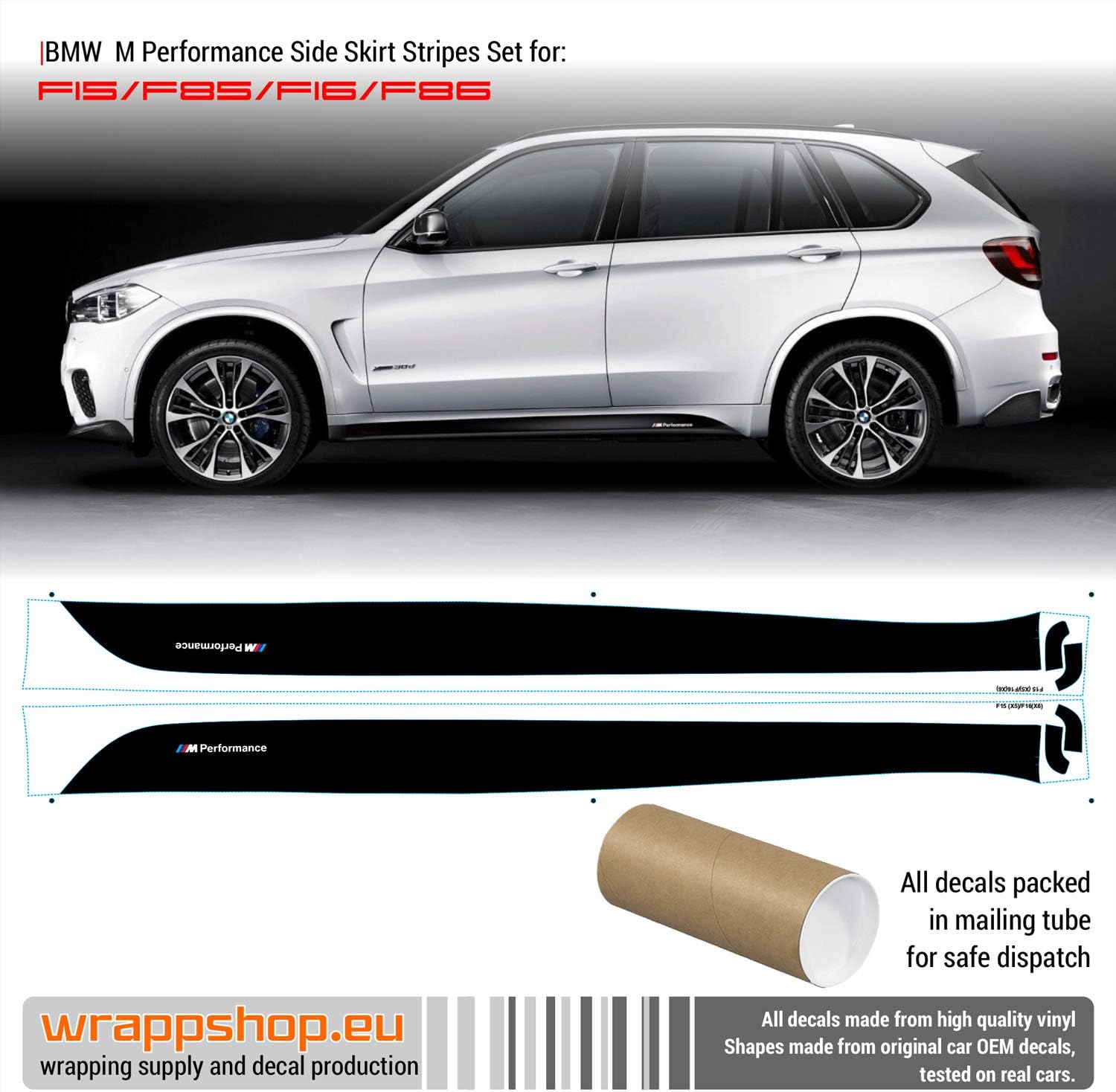 wrappshop M Performance Side Stripes decals for BMW X5 X6