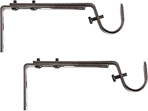 Kenney Adjustable Curtain Rod Brackets, Mocha (2-Pack)