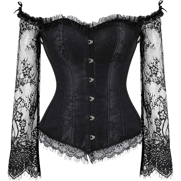 Corset Steampunk Femme - Cuir Noir Dentelle - Lingerie Gothique Vintage - Serre-Taille Médiéval