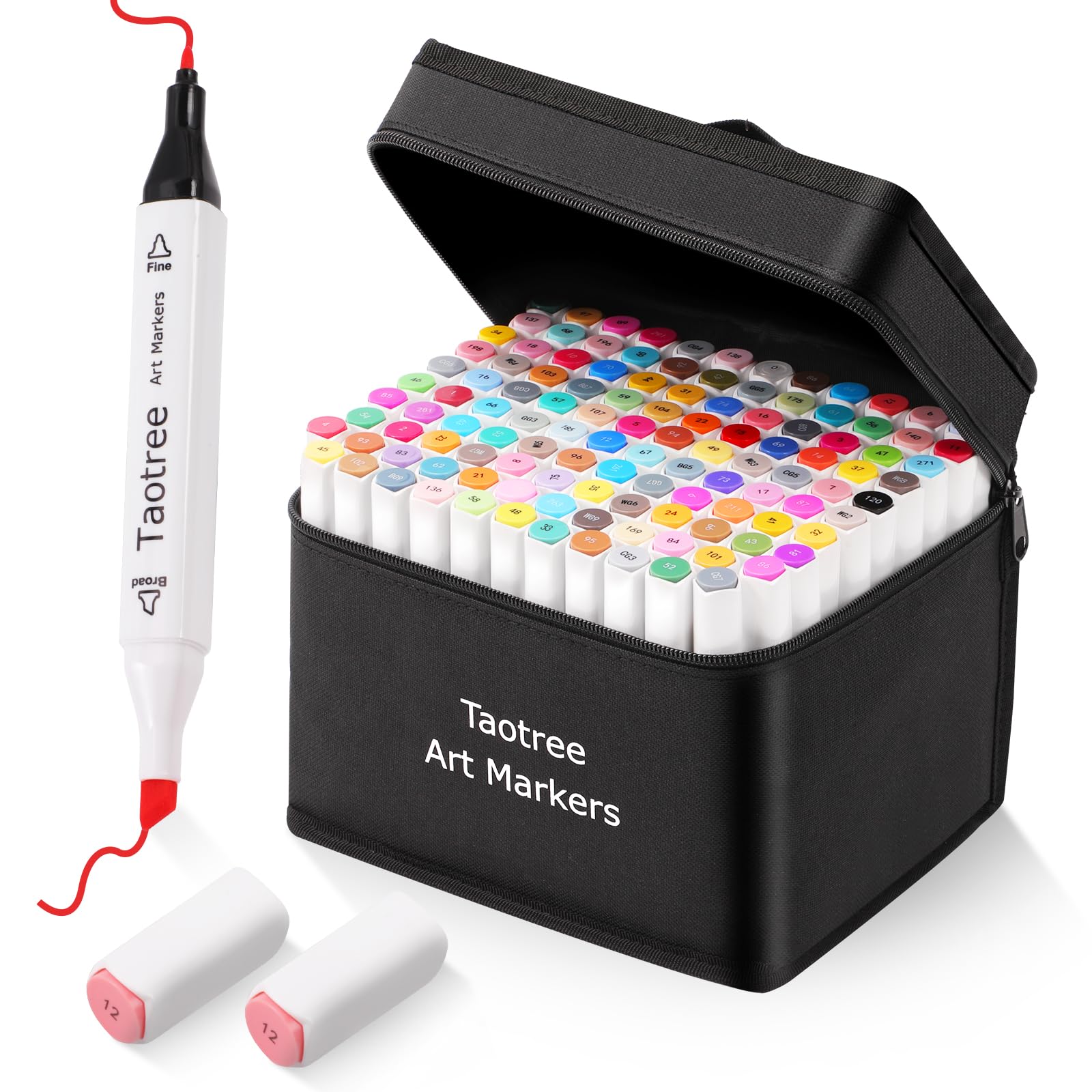 Taotree Alcohol Markers Set 121 Colors Dual Tips Art Markers Sketch Pens Set, Fine & Chisel Drawing Art Supplies Kit, Coloring Drawing Pens Set Christmas Gifts for Adults Artist, Painting Sketching Image