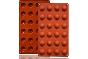 Lerykin Mini 24-Cavity Semi Sphere Silicone Molds Non-Stick, 2 Packs Half Sphere Silicone Baking Molds for Making Jelly, Chocolates and Cake