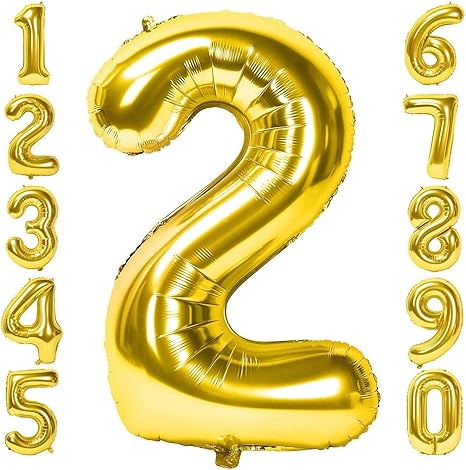 Amazon Gresatek バルーン 数字風船 誕生日 ナンバー2 40インチ 大きい アルミ 誕生日 ハッピーバースデー 飾り付け ウェディング 記念日 パーティー 約90cm ゴールド 風船 バルーン おもちゃ